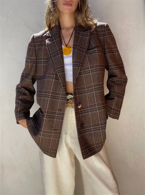 Celine Plaid Blazer 